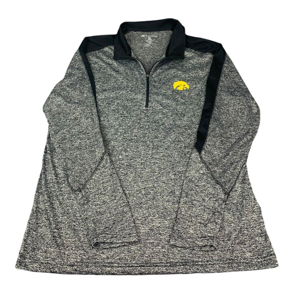 IOWA HAWKEYES 1/4 Zip Up Pullover Grey Athletic Running Shirt Men's Size XL